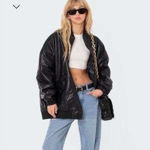 Edikted Oversized Faux Leather Jacket